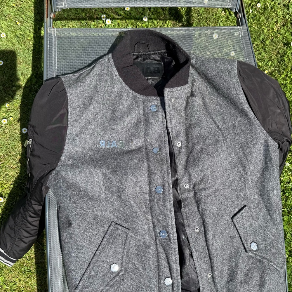 Gray and Black Bomber BALR  Jacket with Sporty Design
